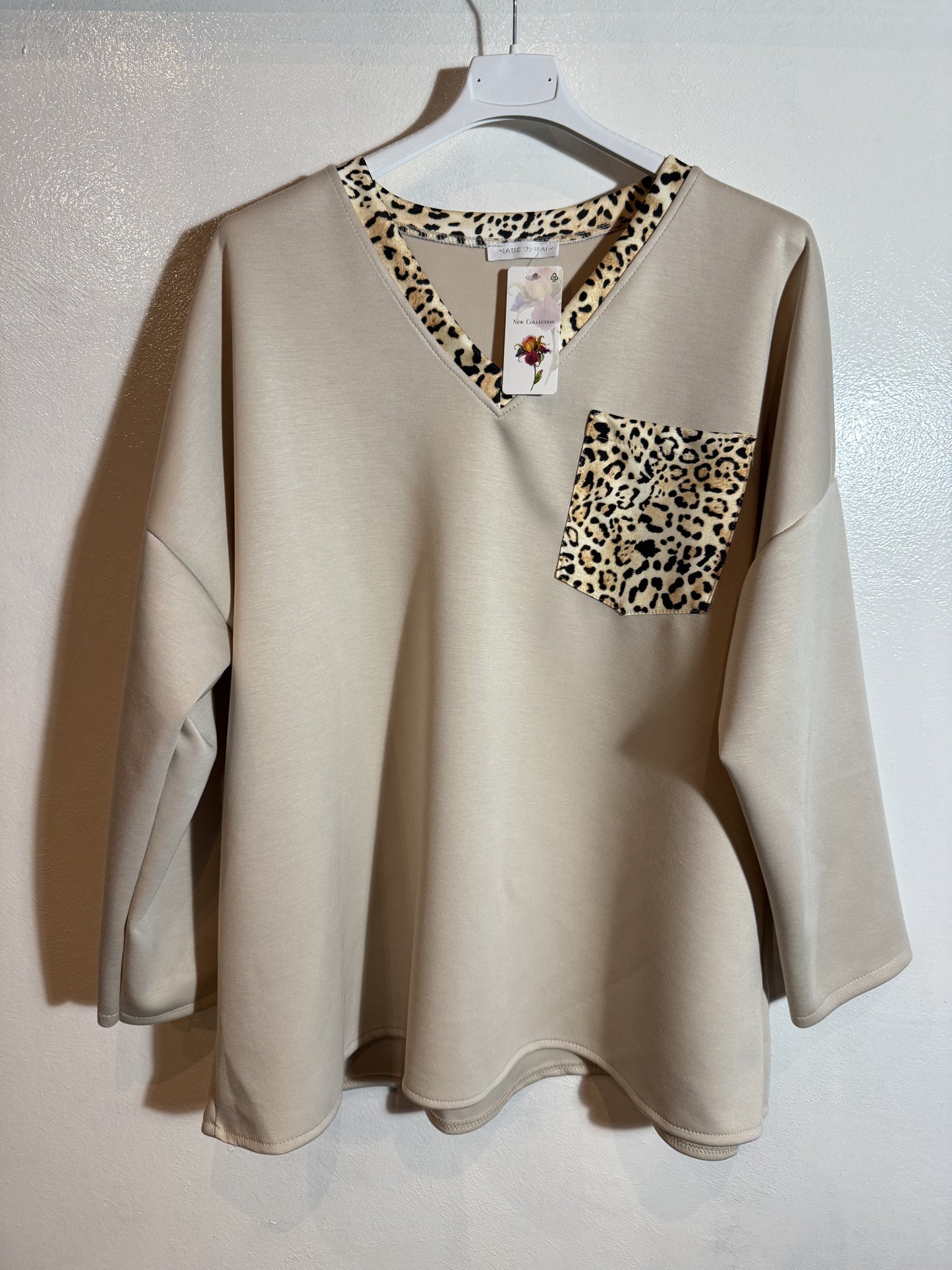 Jersey con ribete animal print Talla 2XL