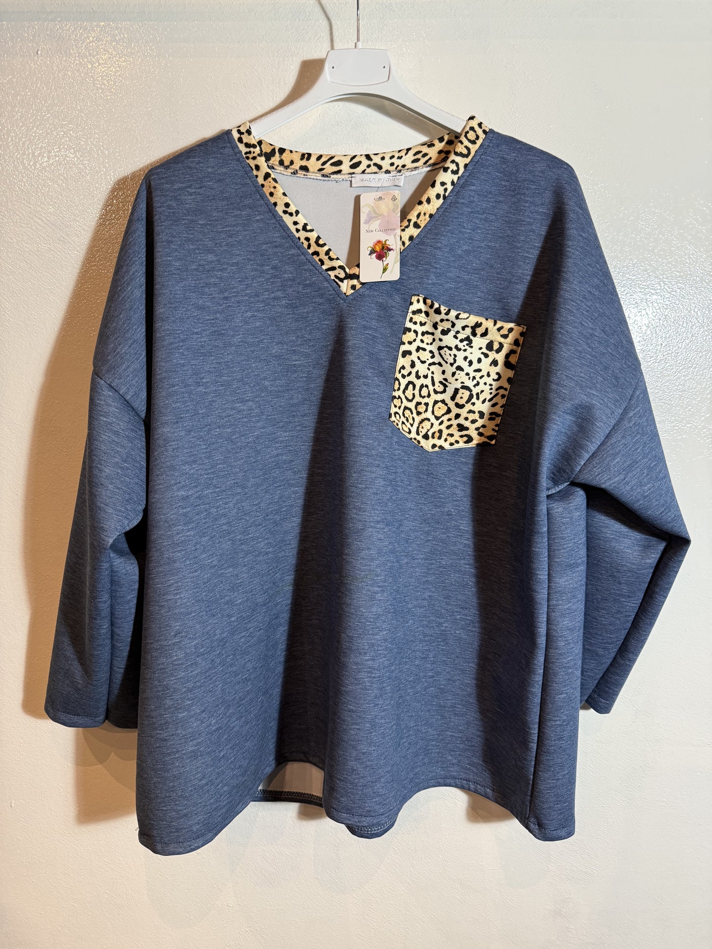 Jersey con ribete animal print Talla 2XL