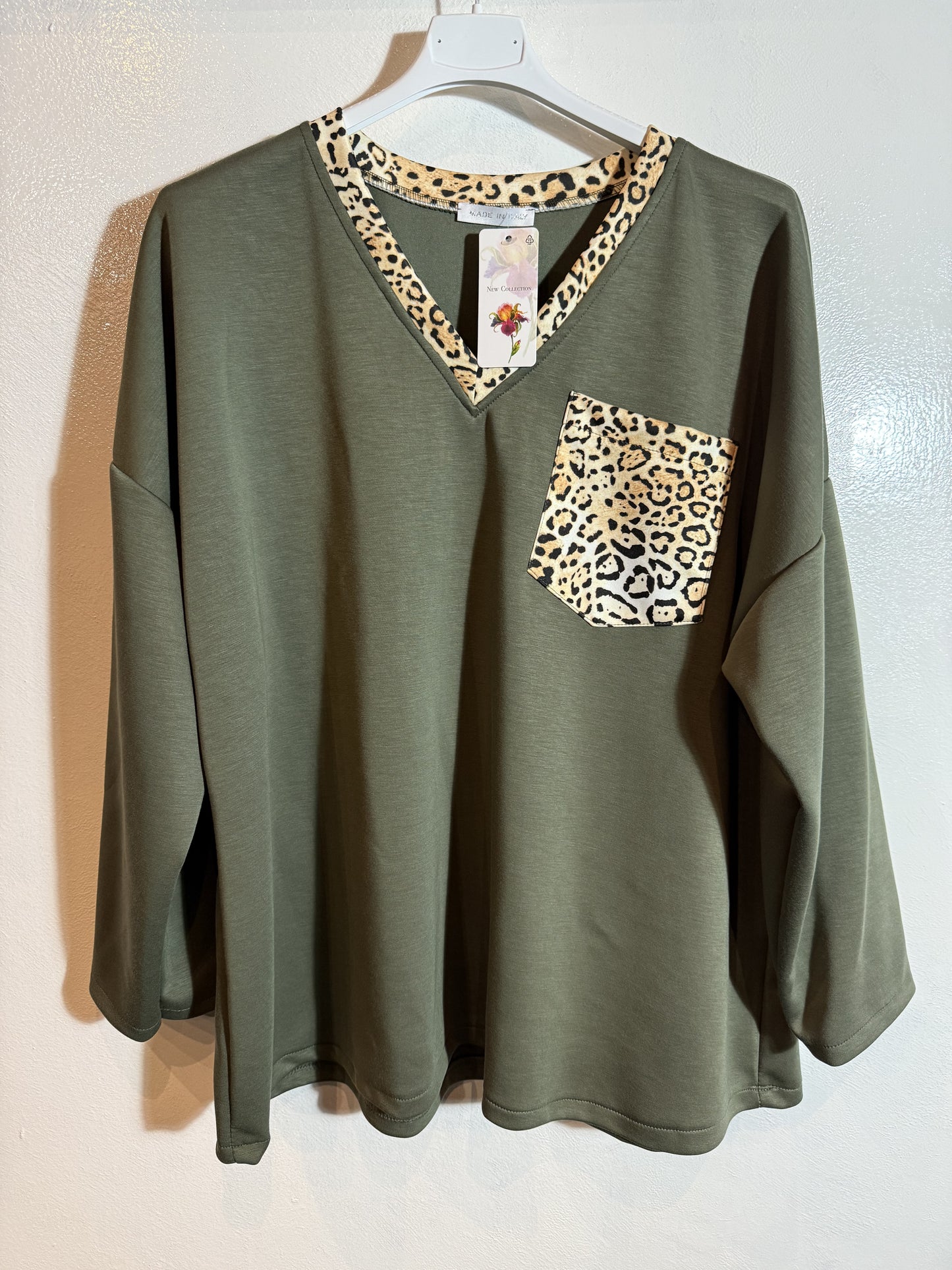 Jersey con ribete animal print Talla 2XL