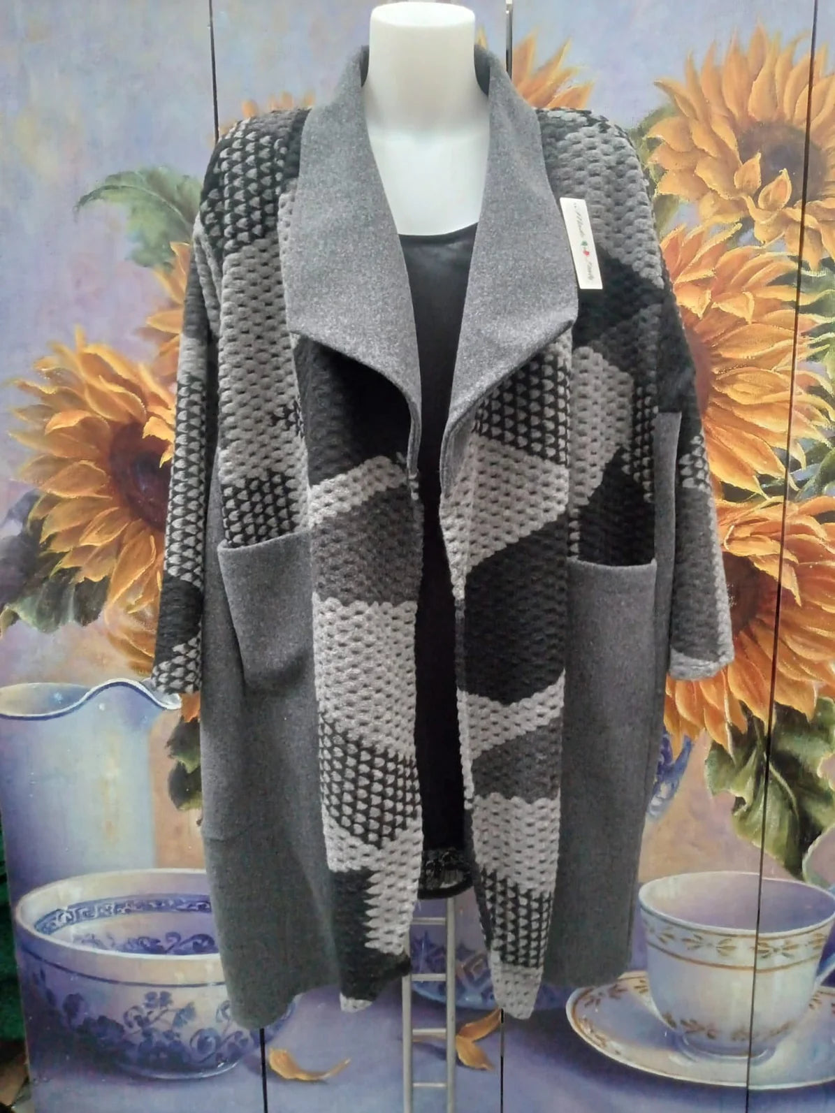Cardigan lungo con tasche Tg.5XL