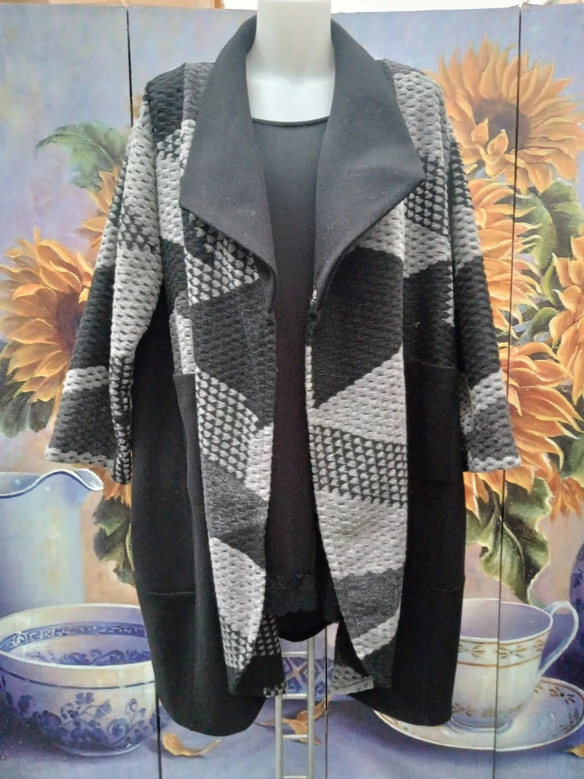 Cardigan lungo con tasche Tg.5XL