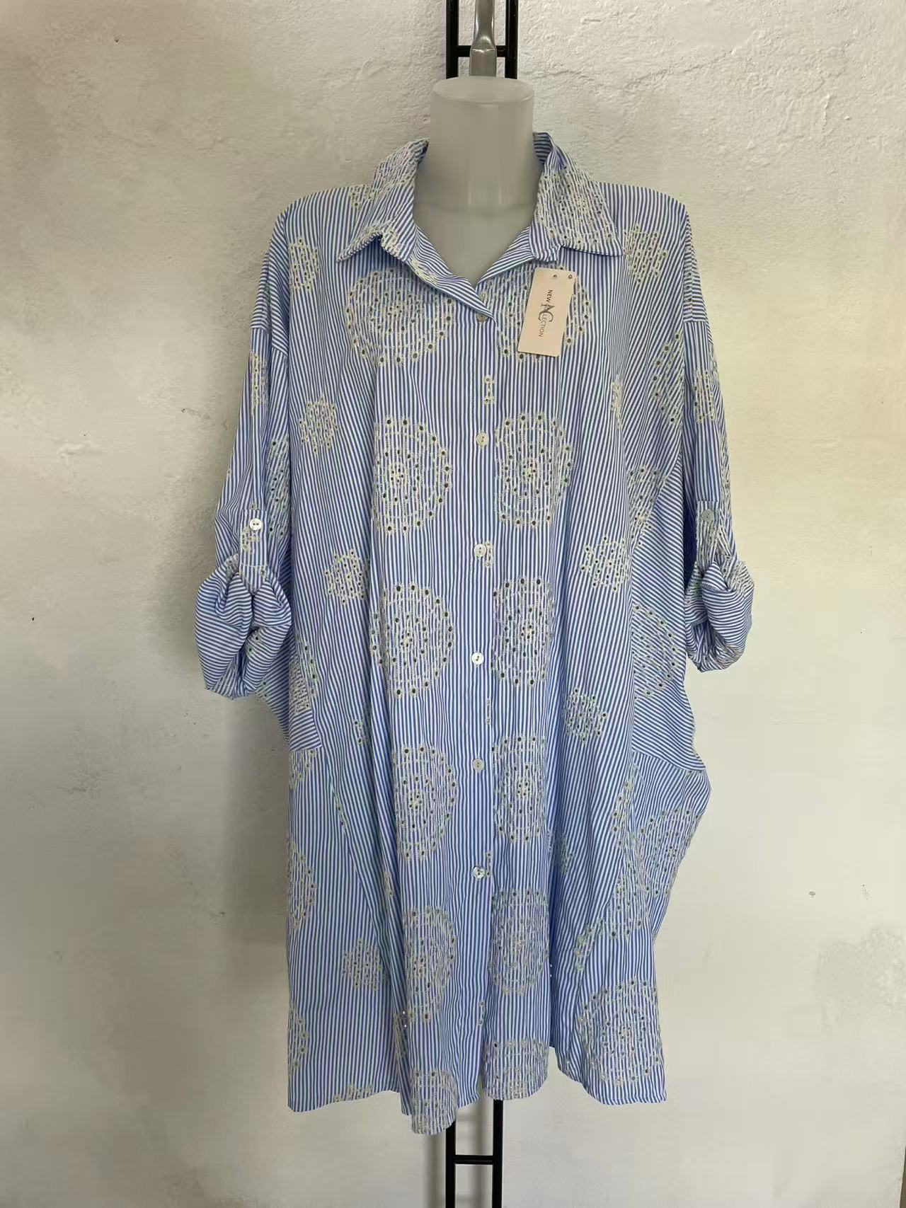 Camicia con ricamo Cod.Fe062 Tg.66+ - taglie_forti